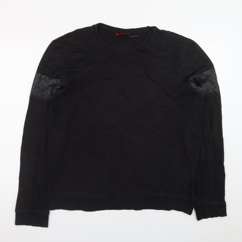 Hugo Boss Men's Black Crew Neck Quilted Detail Sweatshirt Size L