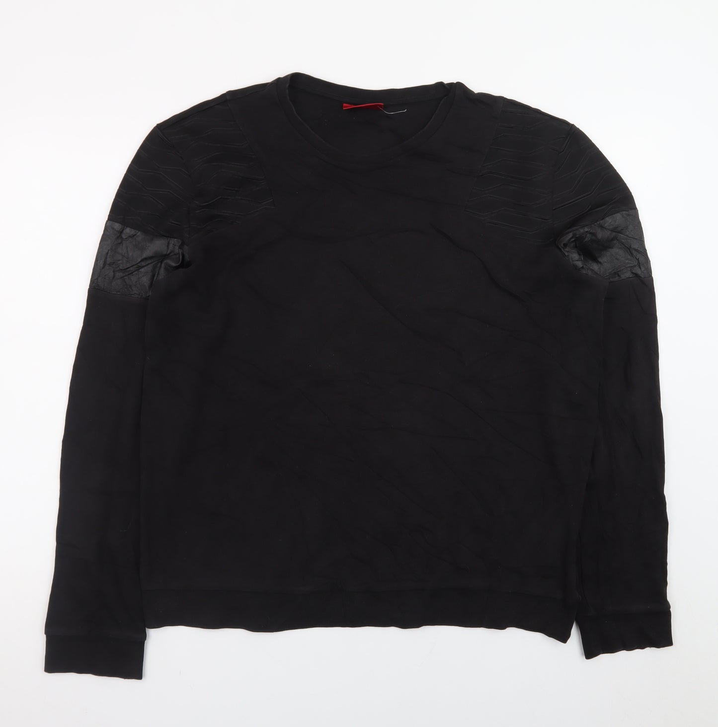 Hugo Boss Men's Black Crew Neck Quilted Detail Sweatshirt Size L