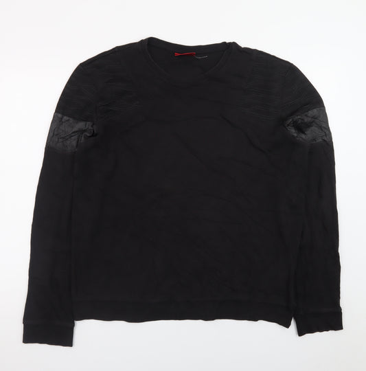 Hugo Boss Men's Black Crew Neck Quilted Detail Sweatshirt Size L