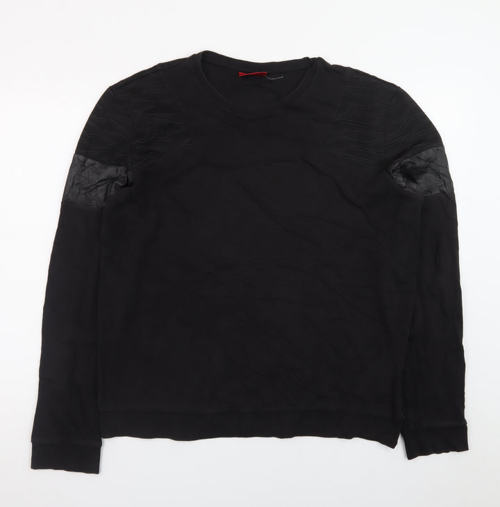 Hugo Boss Men's Black Crew Neck Quilted Detail Sweatshirt Size L
