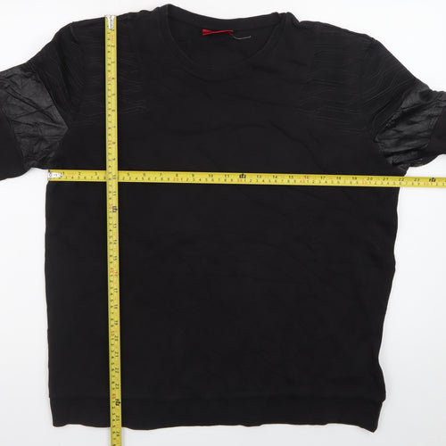 Hugo Boss Men's Black Crew Neck Quilted Detail Sweatshirt Size L