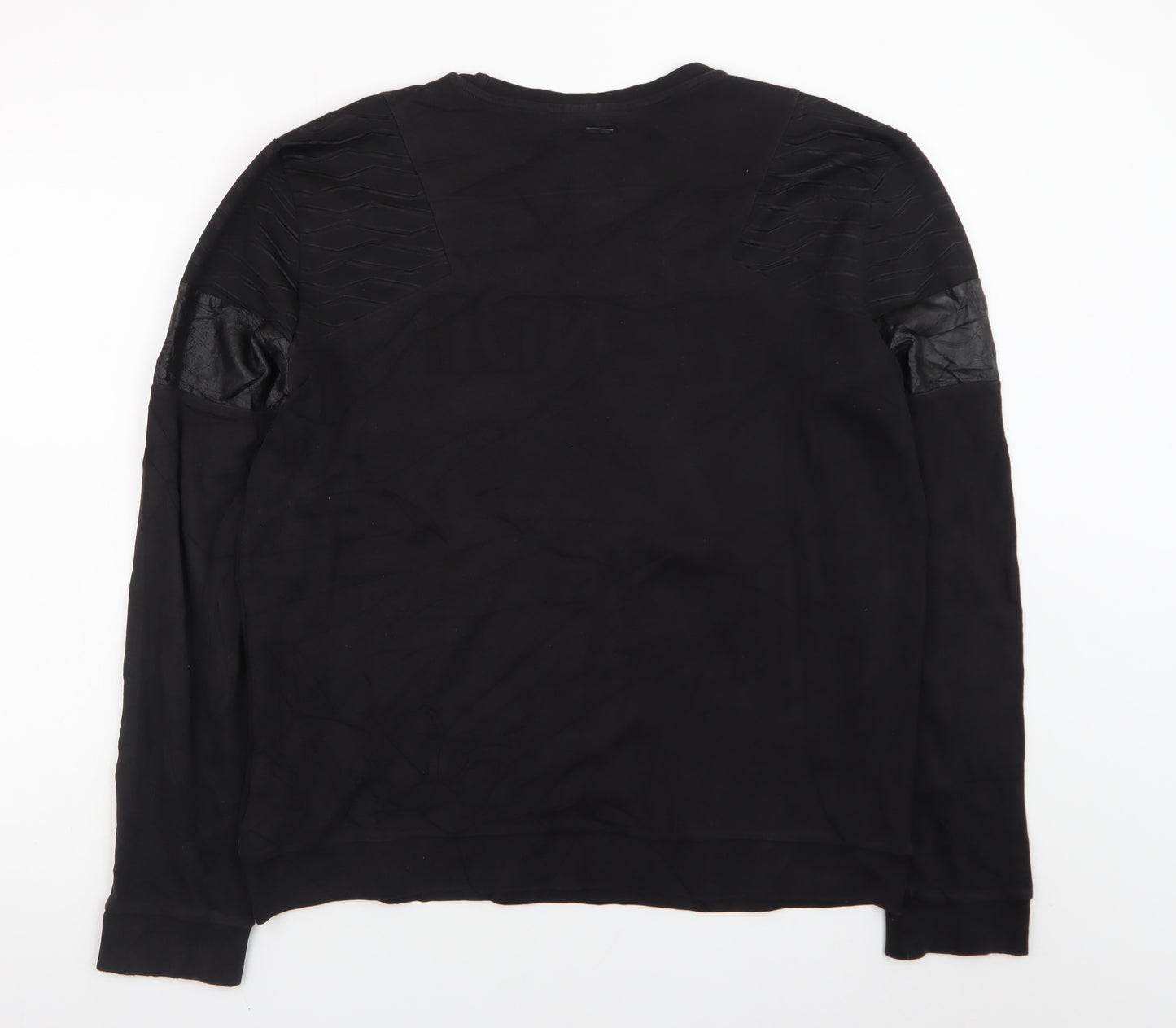 Hugo Boss Men's Black Crew Neck Quilted Detail Sweatshirt Size L