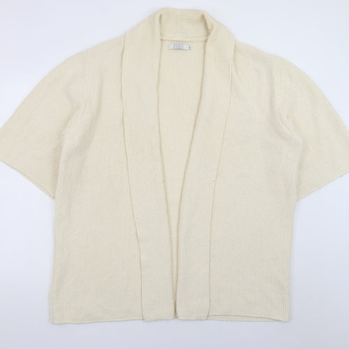 Masai Women Ivory Knit Short Sleeve Cardigan XL Relaxed Fit