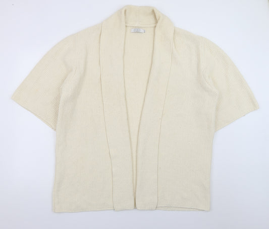Masai Women Ivory Knit Short Sleeve Cardigan XL Relaxed Fit