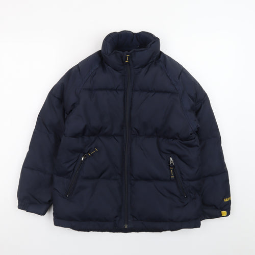 GAP Kids Boys Blue Puffer Jacket M Winter Lined Zip Coat