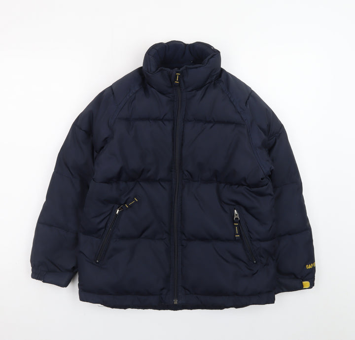 GAP Kids Boys Blue Puffer Jacket M Winter Lined Zip Coat