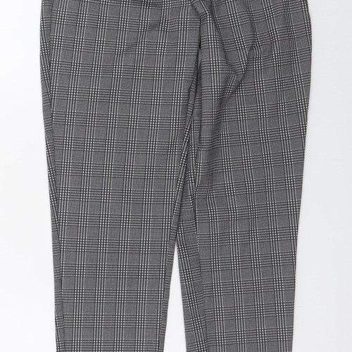 Jacqueline de Yong Women's Grey Check Tapered Trousers Size S