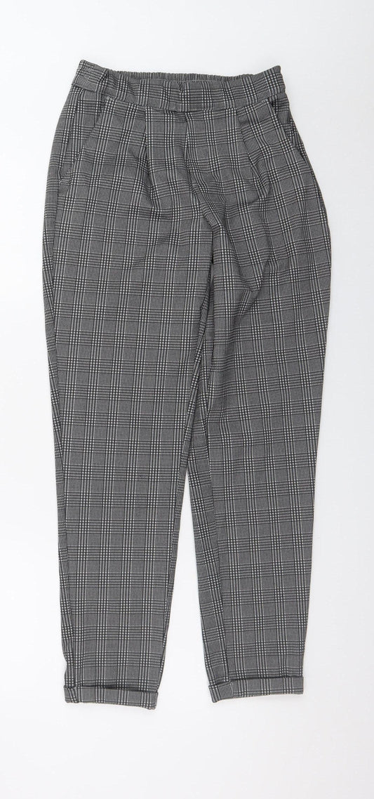 Jacqueline de Yong Women's Grey Check Tapered Trousers Size S