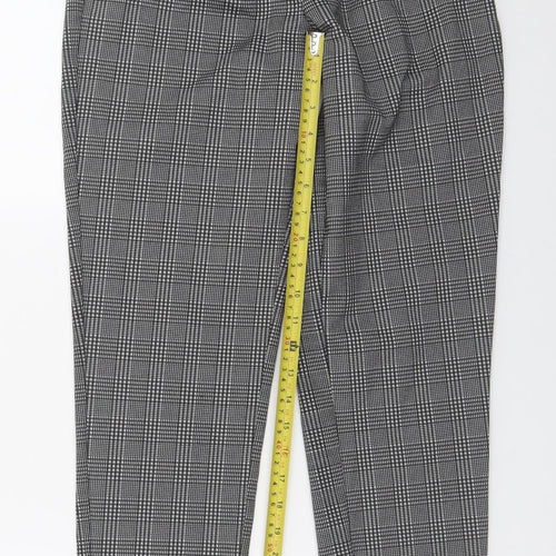 Jacqueline de Yong Women's Grey Check Tapered Trousers Size S