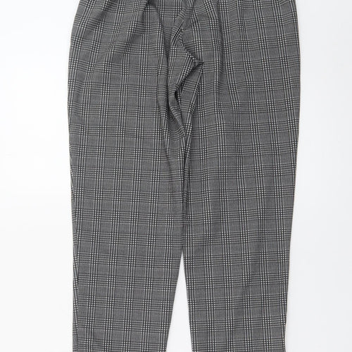 Jacqueline de Yong Women's Grey Check Tapered Trousers Size S
