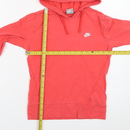 Nike Girls Red Pullover Hoodie M Cotton Blend Casual Hooded Sweatshirt