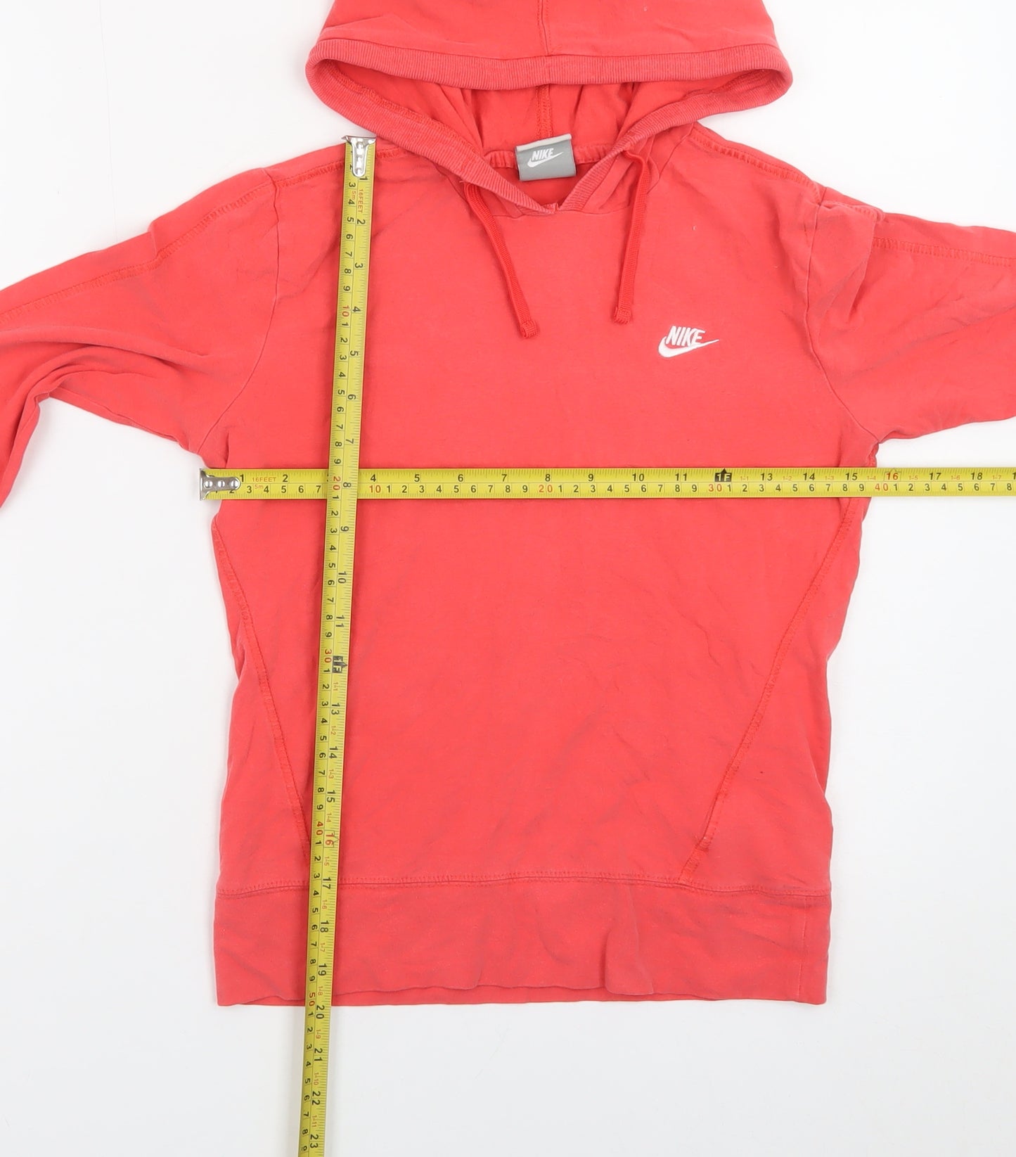 Nike Girls Red Pullover Hoodie M Cotton Blend Casual Hooded Sweatshirt