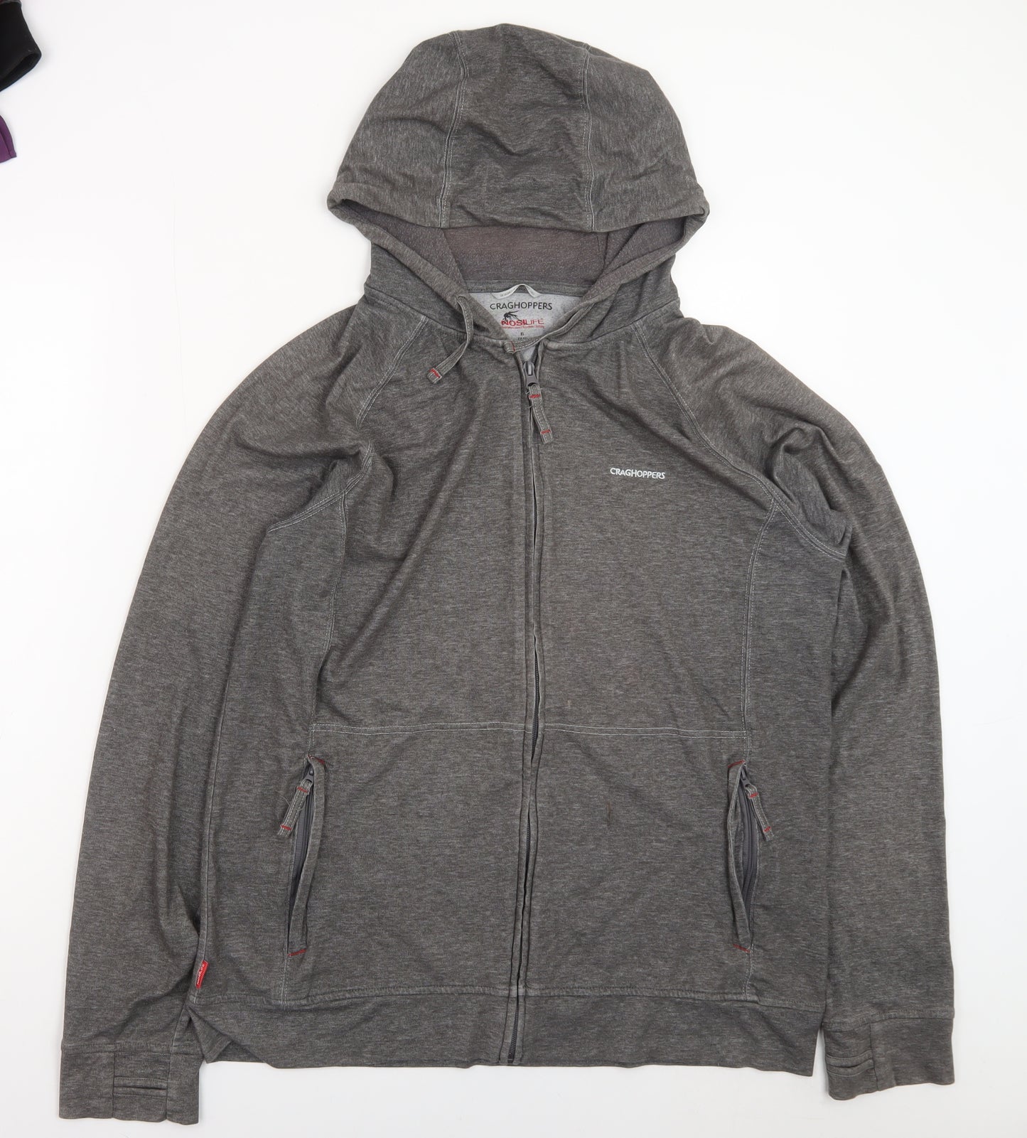 Craghoppers Mens Grey XL Full Zip Hooded Lightweight Outdoor Hoodie