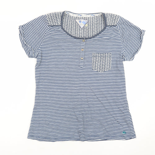 Mantaray Women's Blue Striped Cotton Short Sleeve T-Shirt Size 14
