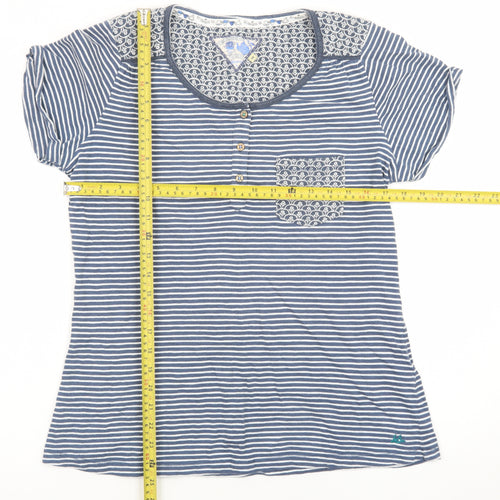 Mantaray Women's Blue Striped Cotton Short Sleeve T-Shirt Size 14