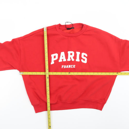 ONLY Women Red Paris France Pullover Sweatshirt Size L