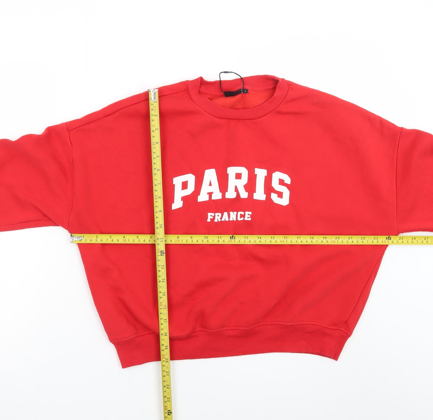 ONLY Women Red Paris France Pullover Sweatshirt Size L
