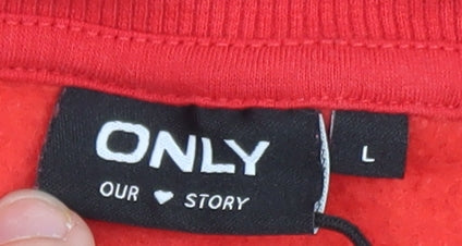 ONLY Women Red Paris France Pullover Sweatshirt Size L