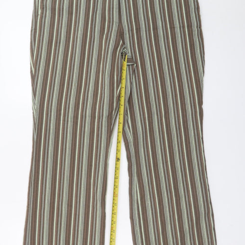 Olsen Women's Brown Striped Lisa Straight Trousers Size 18