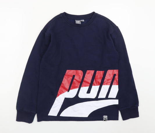Puma Teens Navy Blue Long Sleeve Pullover Sweatshirt Size M 10-12