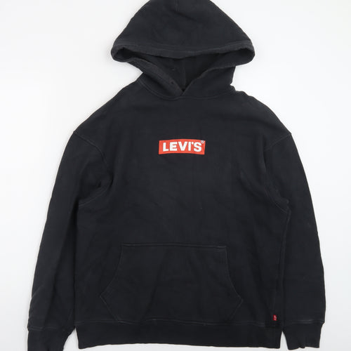 Levi's Men's Black Pullover Hoodie M Logo Cotton Sweatshirt