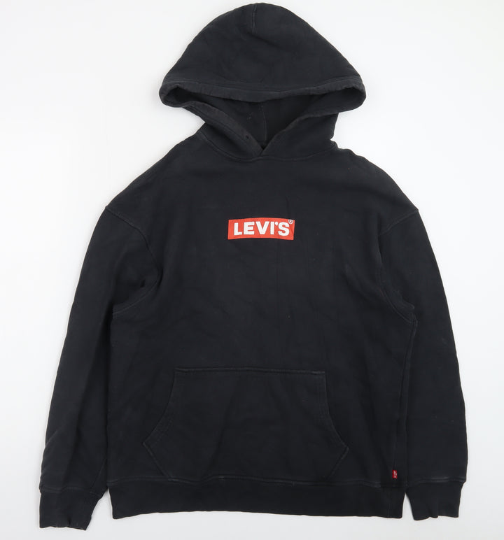 Levi's Men's Black Pullover Hoodie M Logo Cotton Sweatshirt