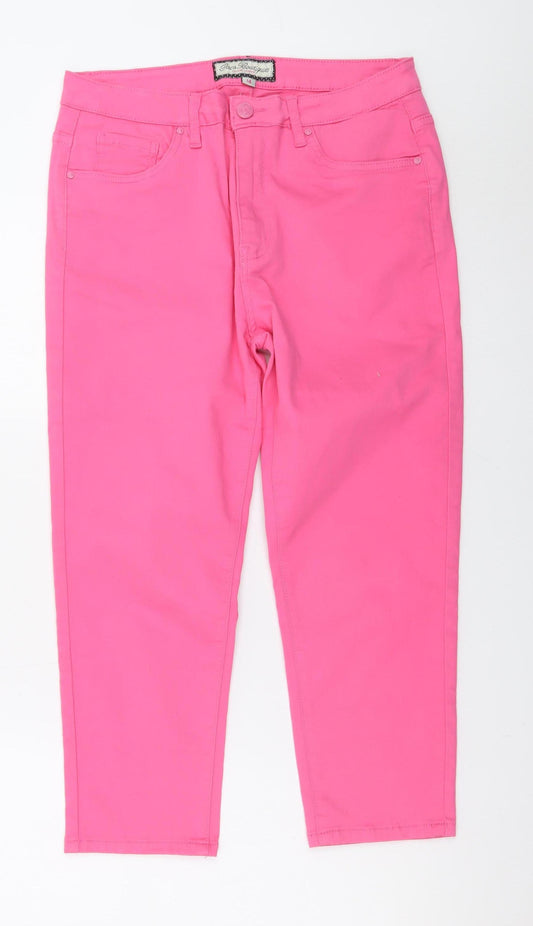 Paco Boutique Womens Pink Cropped Slim Jeans Size 14