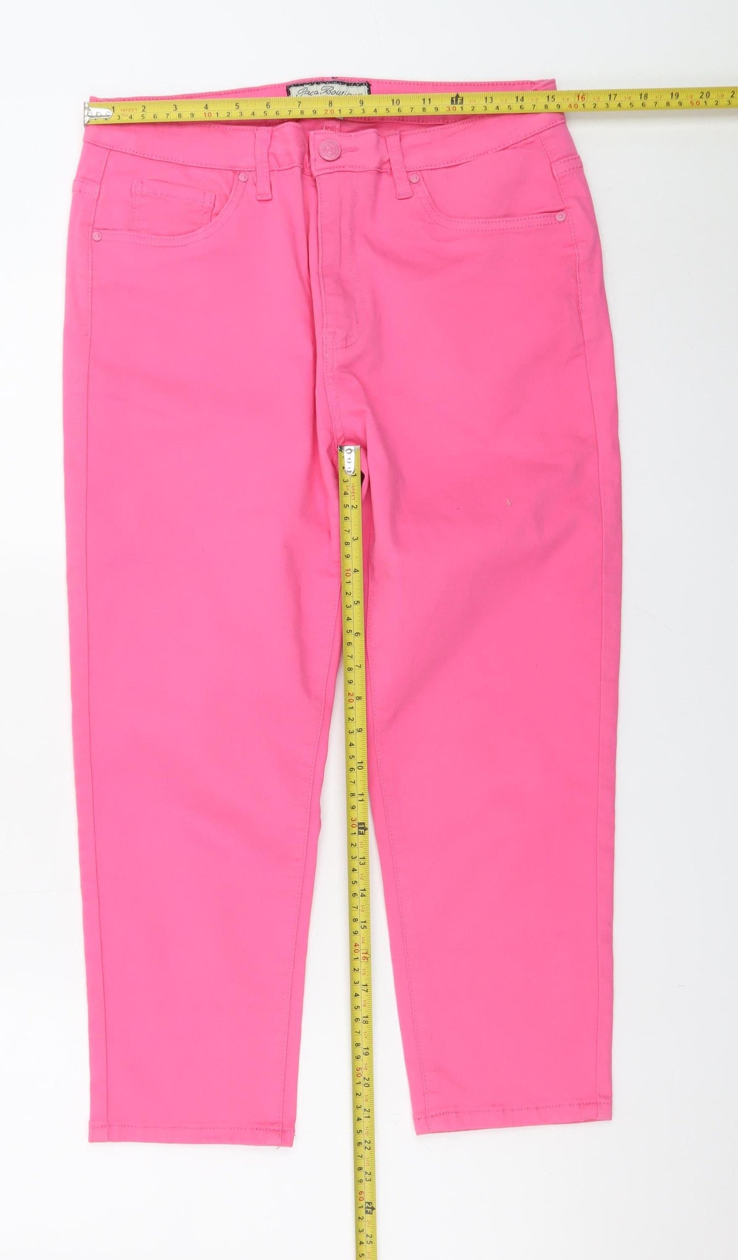 Paco Boutique Womens Pink Cropped Slim Jeans Size 14