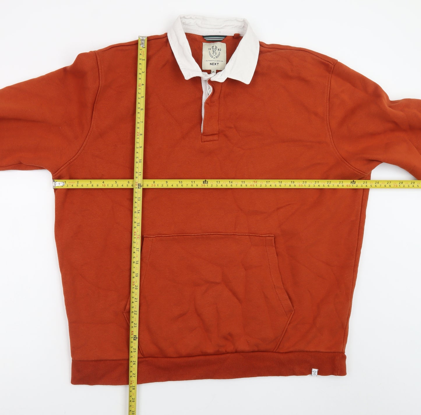 Next Mens Brown Collared Henley Sweatshirt XL Fleece Cotton Blend