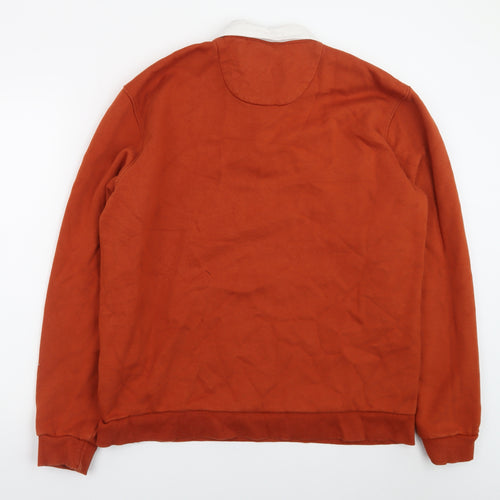 Next Mens Brown Collared Henley Sweatshirt XL Fleece Cotton Blend
