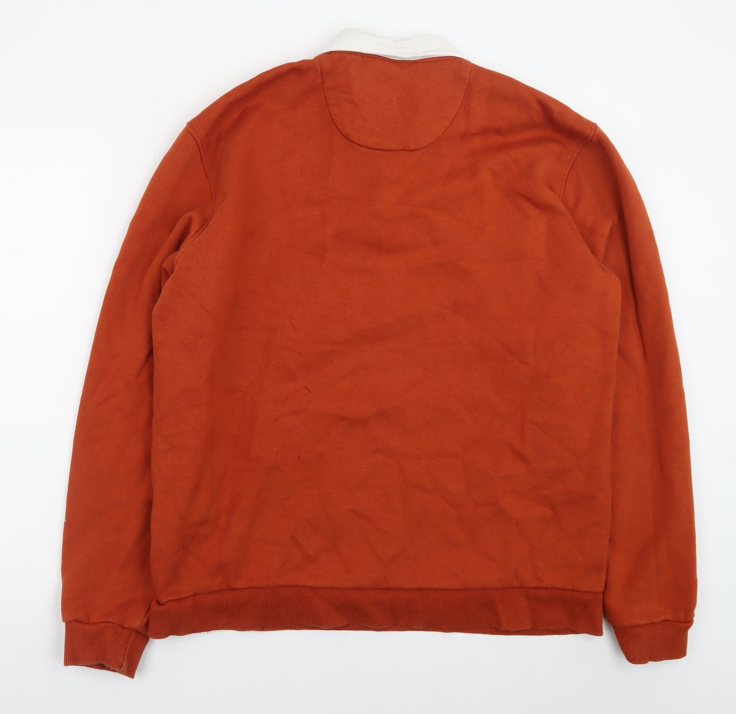 Next Mens Brown Collared Henley Sweatshirt XL Fleece Cotton Blend