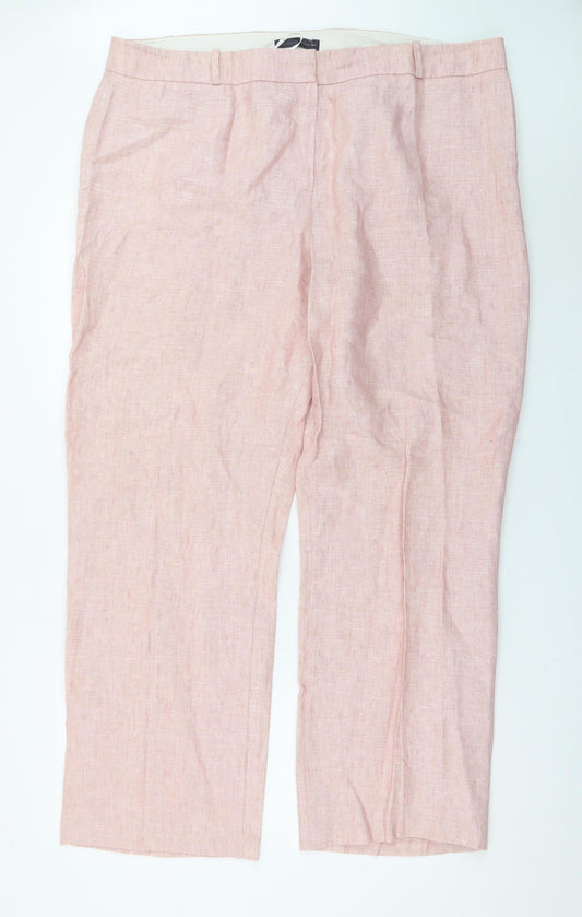 Marks and Spencer Women’s Pink Linen Straight Trousers Size 22