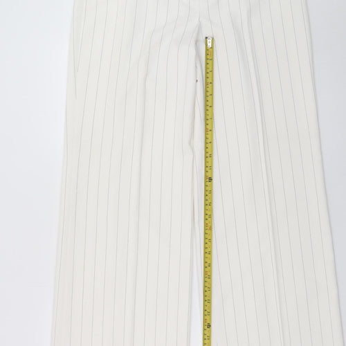 Next Women’s Ivory Pinstripe Wide-Leg Trousers Size 14 Regular