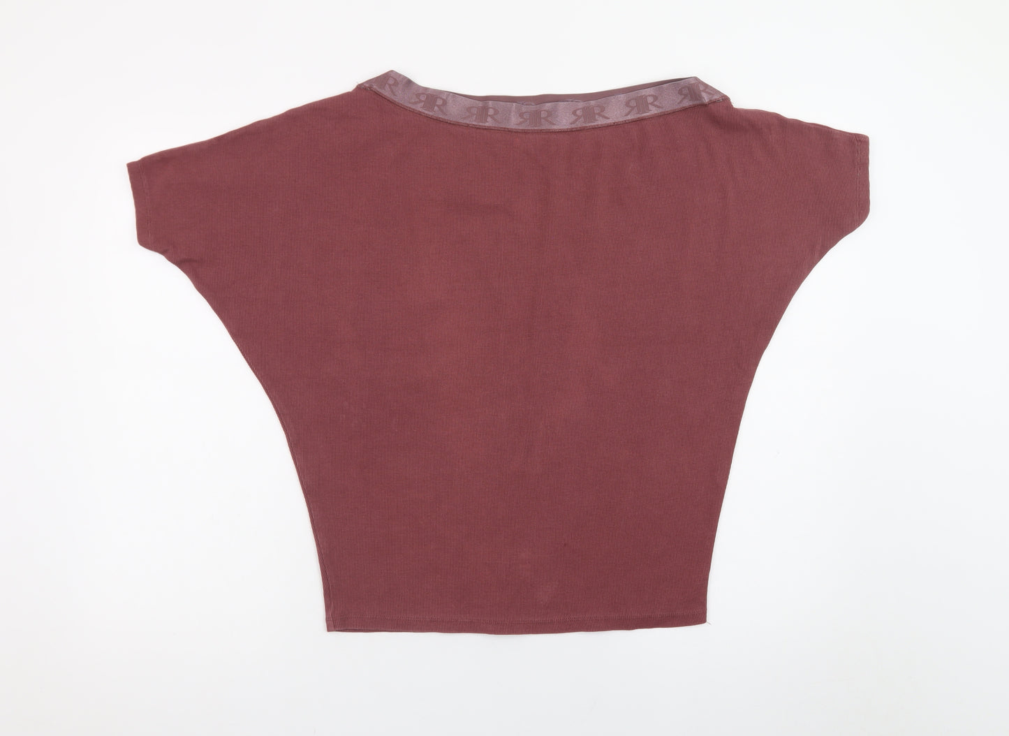 River Island Women Brown Size 8 Boat Neck Jersey T-Shirt