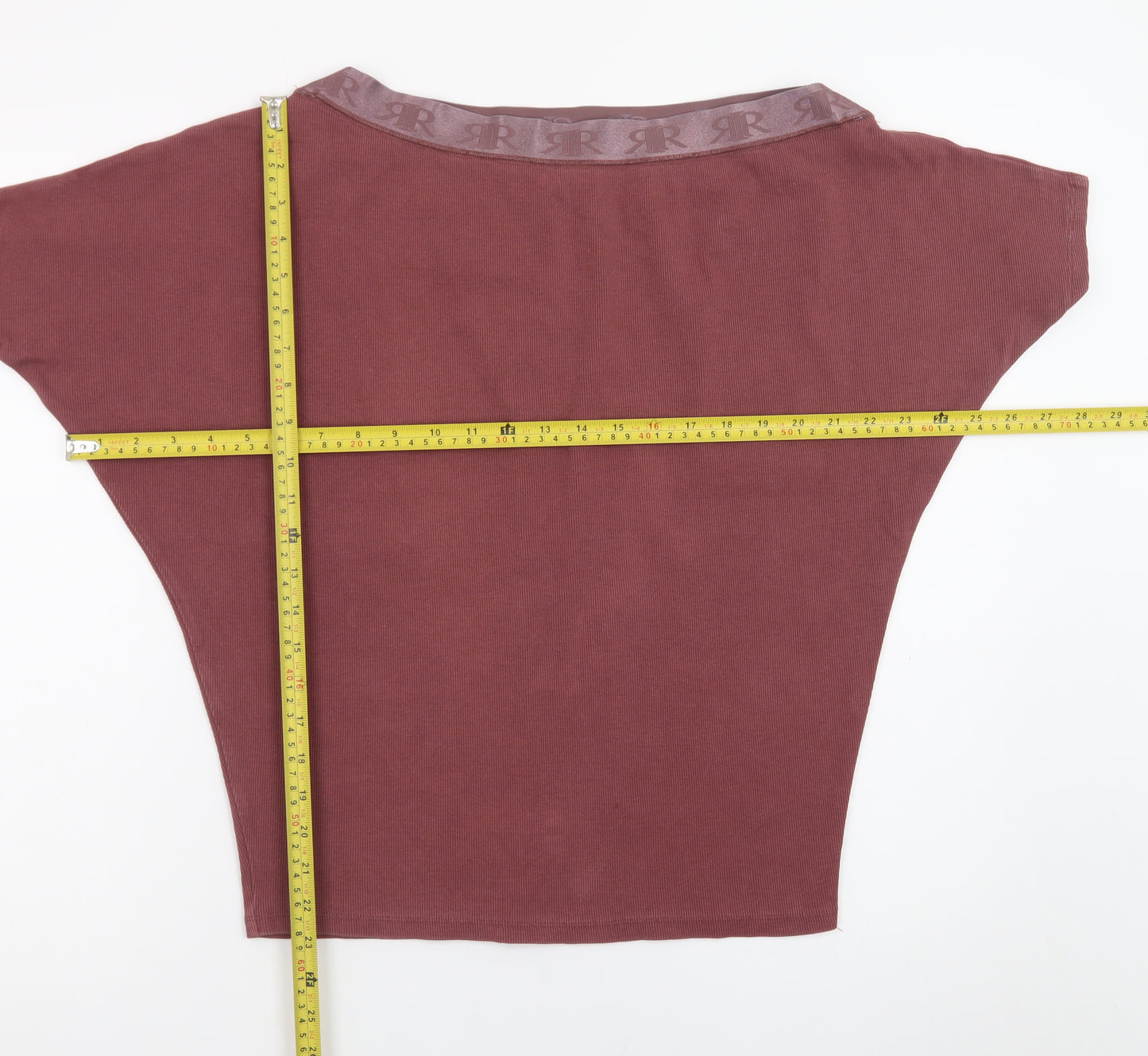 River Island Women Brown Size 8 Boat Neck Jersey T-Shirt