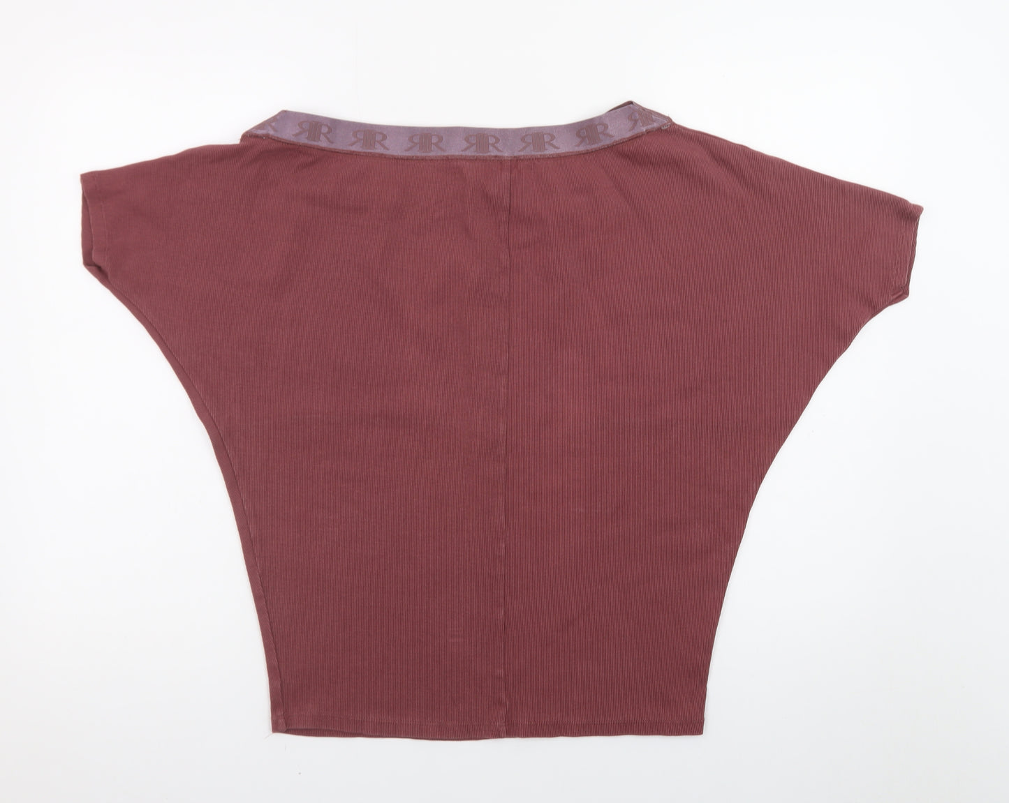River Island Women Brown Size 8 Boat Neck Jersey T-Shirt