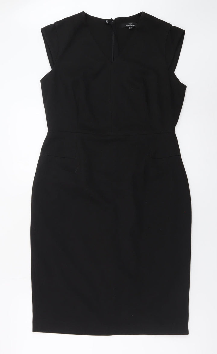 Next Women Black Size 10 Sheath Knee Length Work Dress