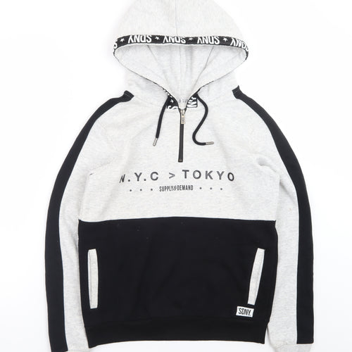 Supply & Demand Men’s Grey Black Half Zip Hoodie Size 10 Graphic Print