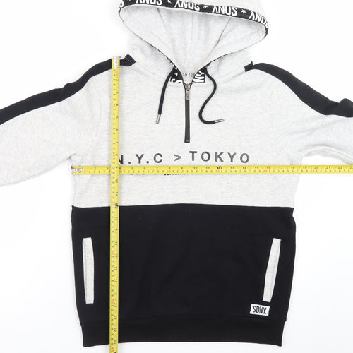 Supply & Demand Men’s Grey Black Half Zip Hoodie Size 10 Graphic Print