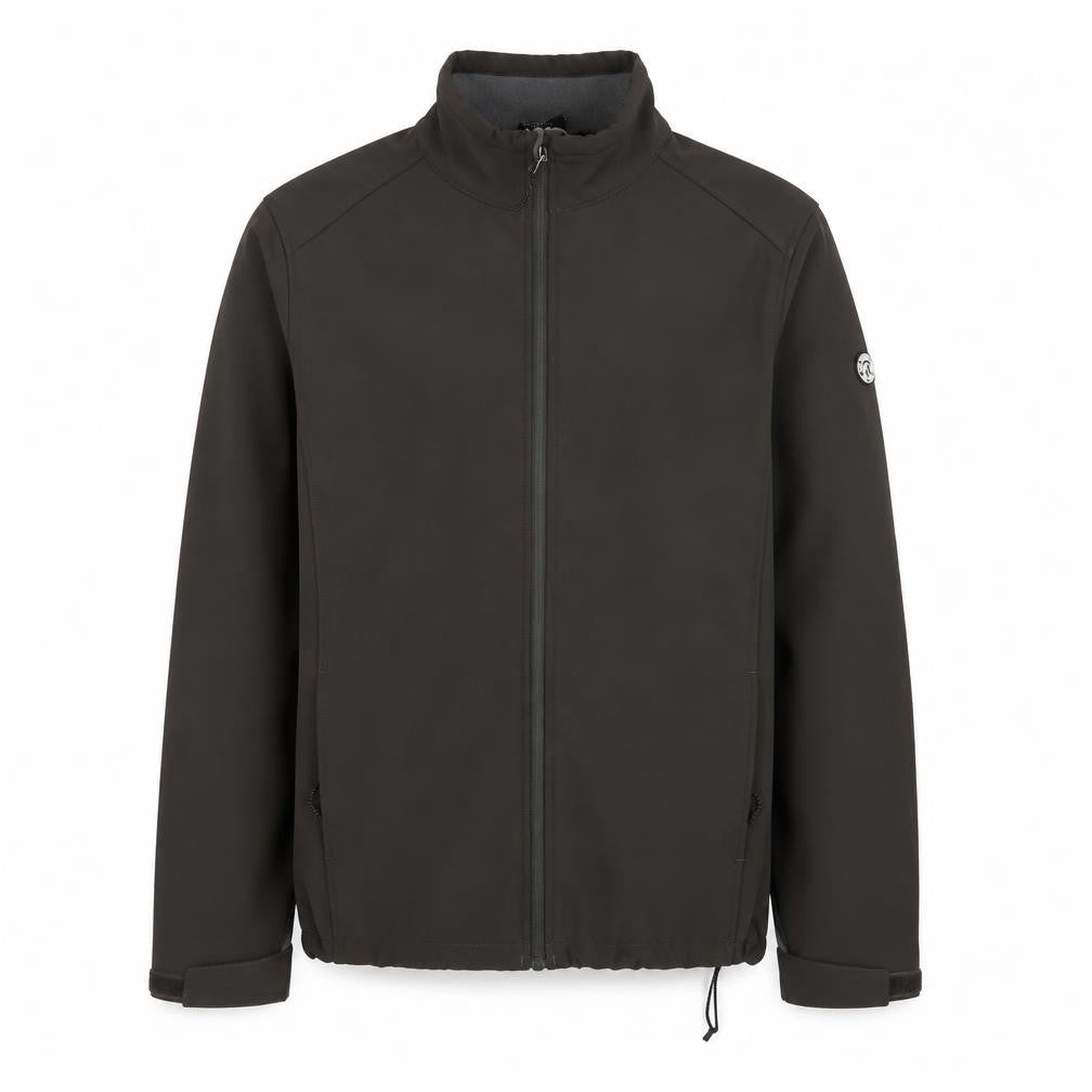 Front view of TOG24 Men's Black Soft Shell Mid-Length Jacket, size M