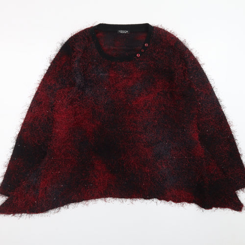 Touch Collection Women's Red Fuzzy Knit Pullover Jumper Size 18