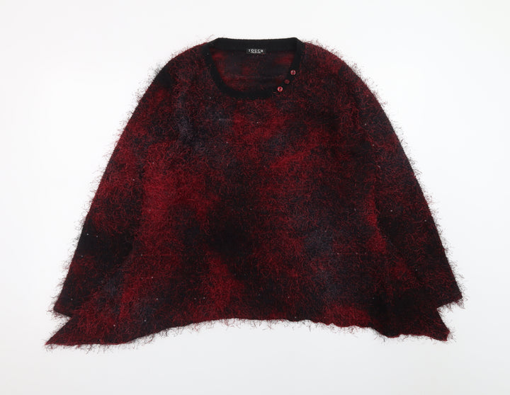 Touch Collection Women's Red Fuzzy Knit Pullover Jumper Size 18