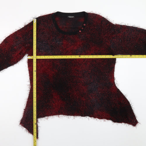 Touch Collection Women's Red Fuzzy Knit Pullover Jumper Size 18