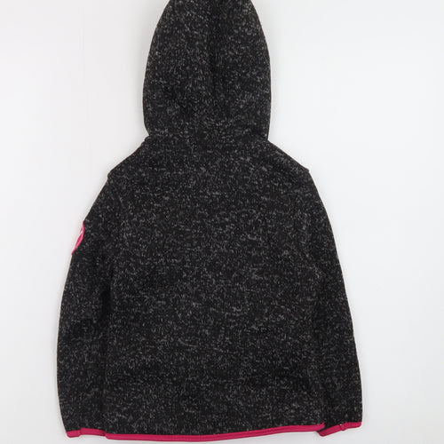 DKNY Girls Black Full Zip Hoodie 5-6 Years Fleece Lined Casual Sweatshirt