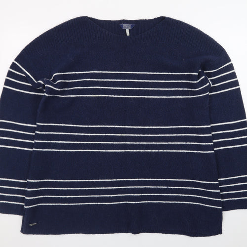 Joules Women Blue Striped Knit Pullover Jumper Size 16