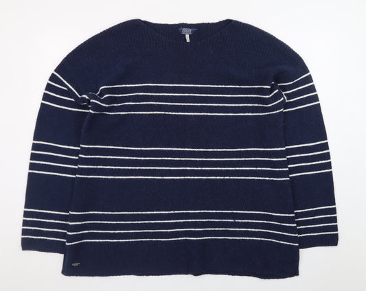 Joules Women Blue Striped Knit Pullover Jumper Size 16