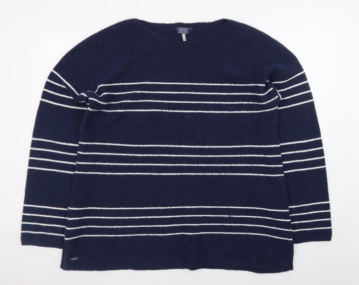 Joules Women Blue Striped Knit Pullover Jumper Size 16