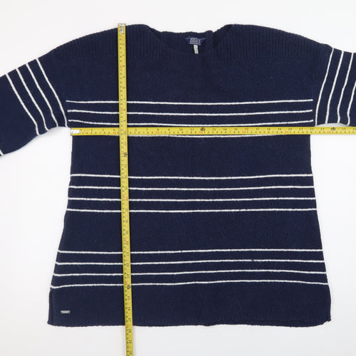 Joules Women Blue Striped Knit Pullover Jumper Size 16