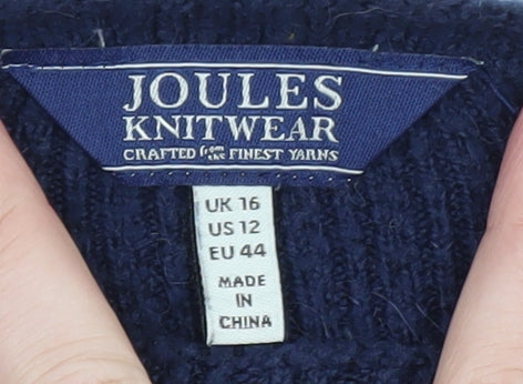 Joules Women Blue Striped Knit Pullover Jumper Size 16