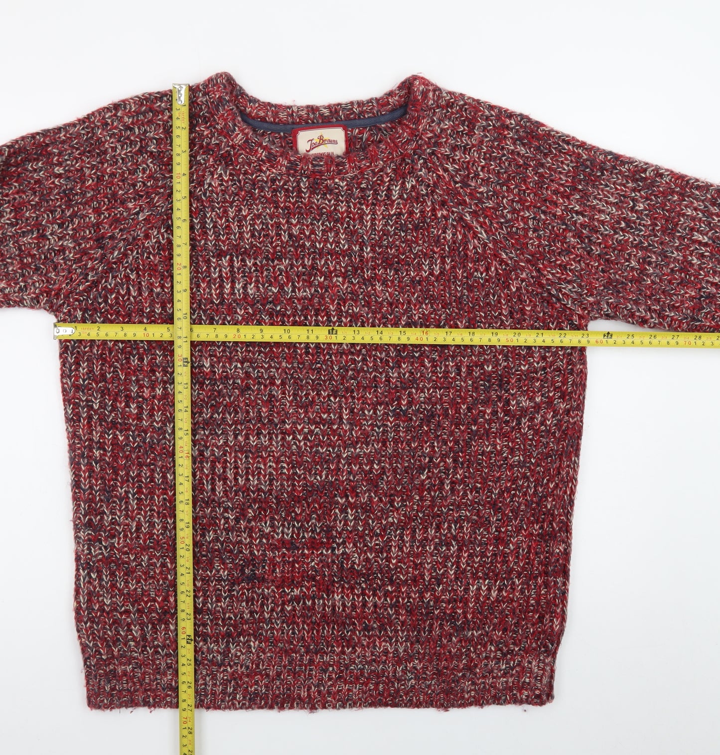 Joe Browns Men's Red Chunky-Knit Crew Neck Pullover Jumper XL